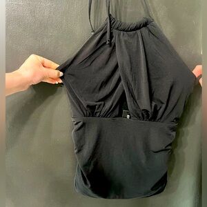 Express Black Halter Keyhole top